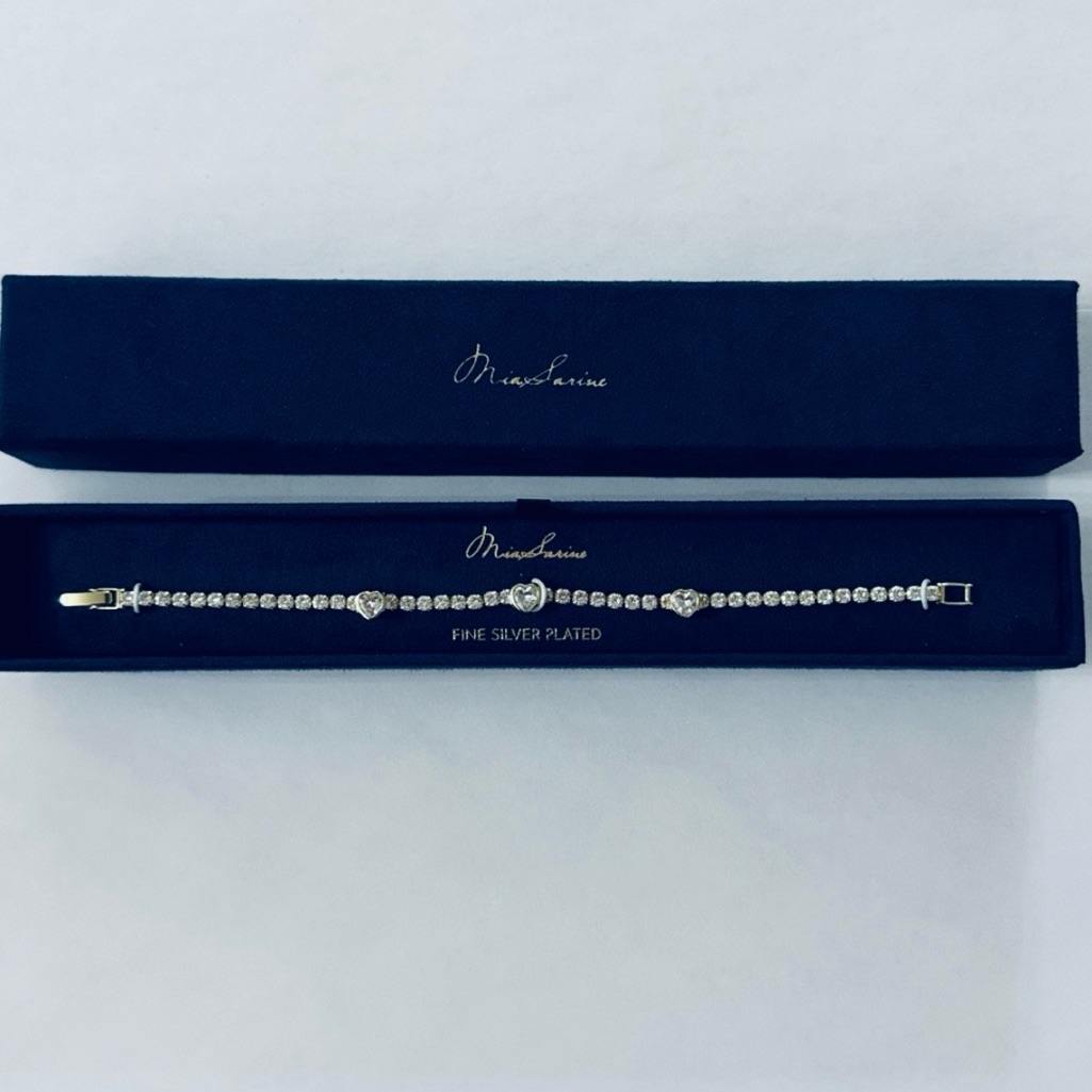 Brand New Mia Sarine Fine Silver Plated Fashion Diamond Tennis Bracelet